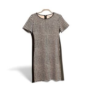 NWOT Reed Short Sleeve Black White Small Square Dot Column Dress Sz M